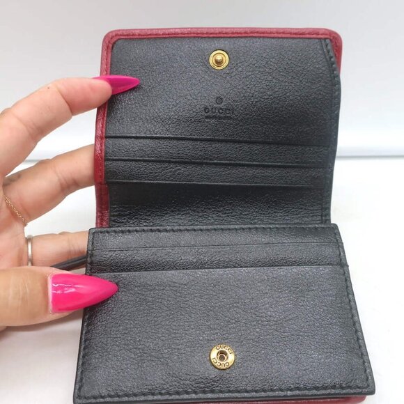 Gucci Torchon GG Marmont Card Case Wallet Black Diagonal Matelasse Leather - Picture 10 of 14